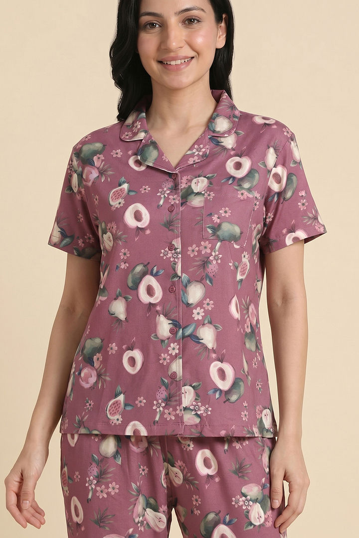 Zivame Buttersoft Fruity Collection Knit Poly Pyjama Set - Mesa Rose — image 5
